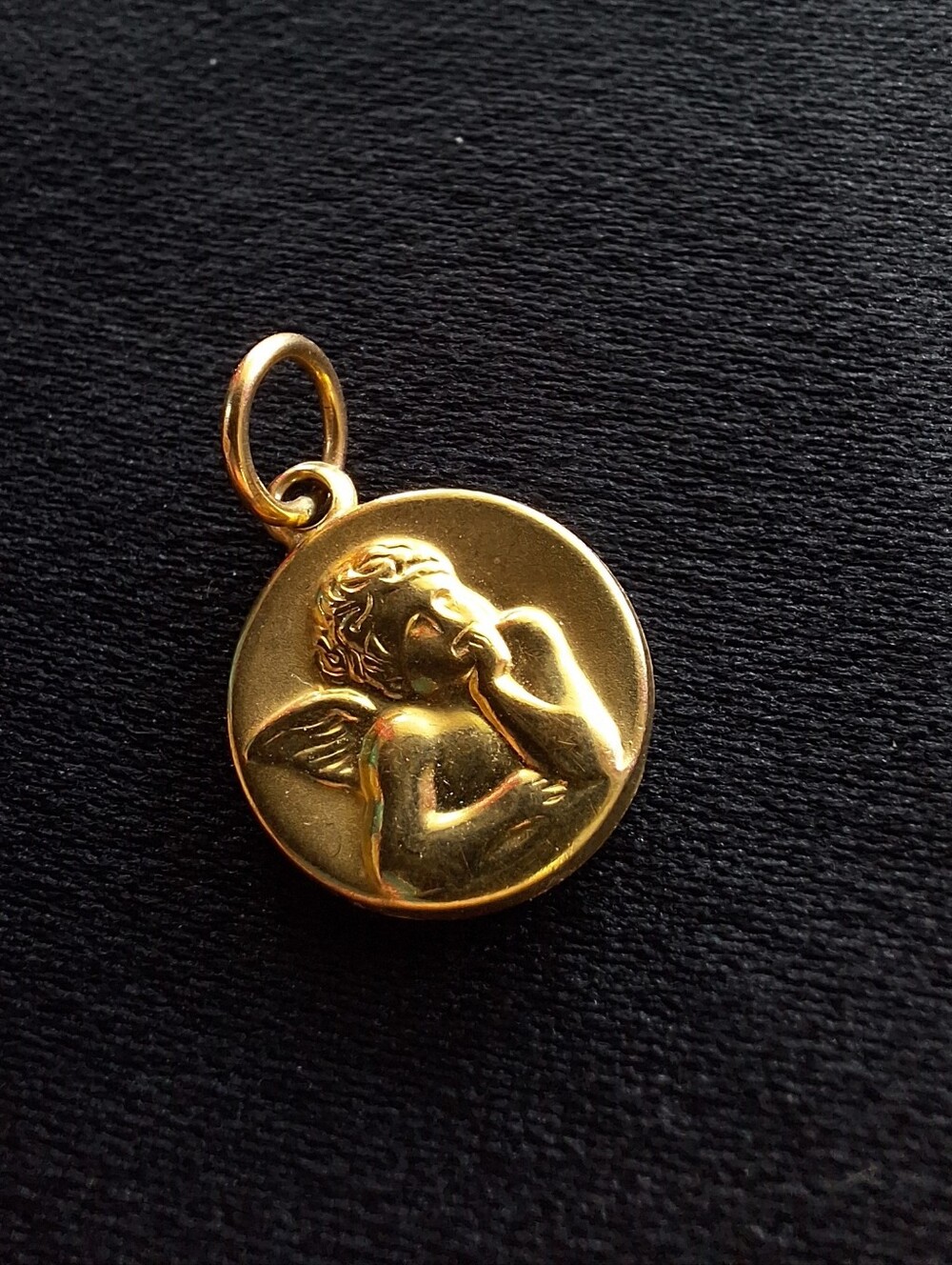 Vintage 14K Gold Cherub Angel Charm Pendant Guardian Angel Keepsake Double Sided - Picture 4 of 9